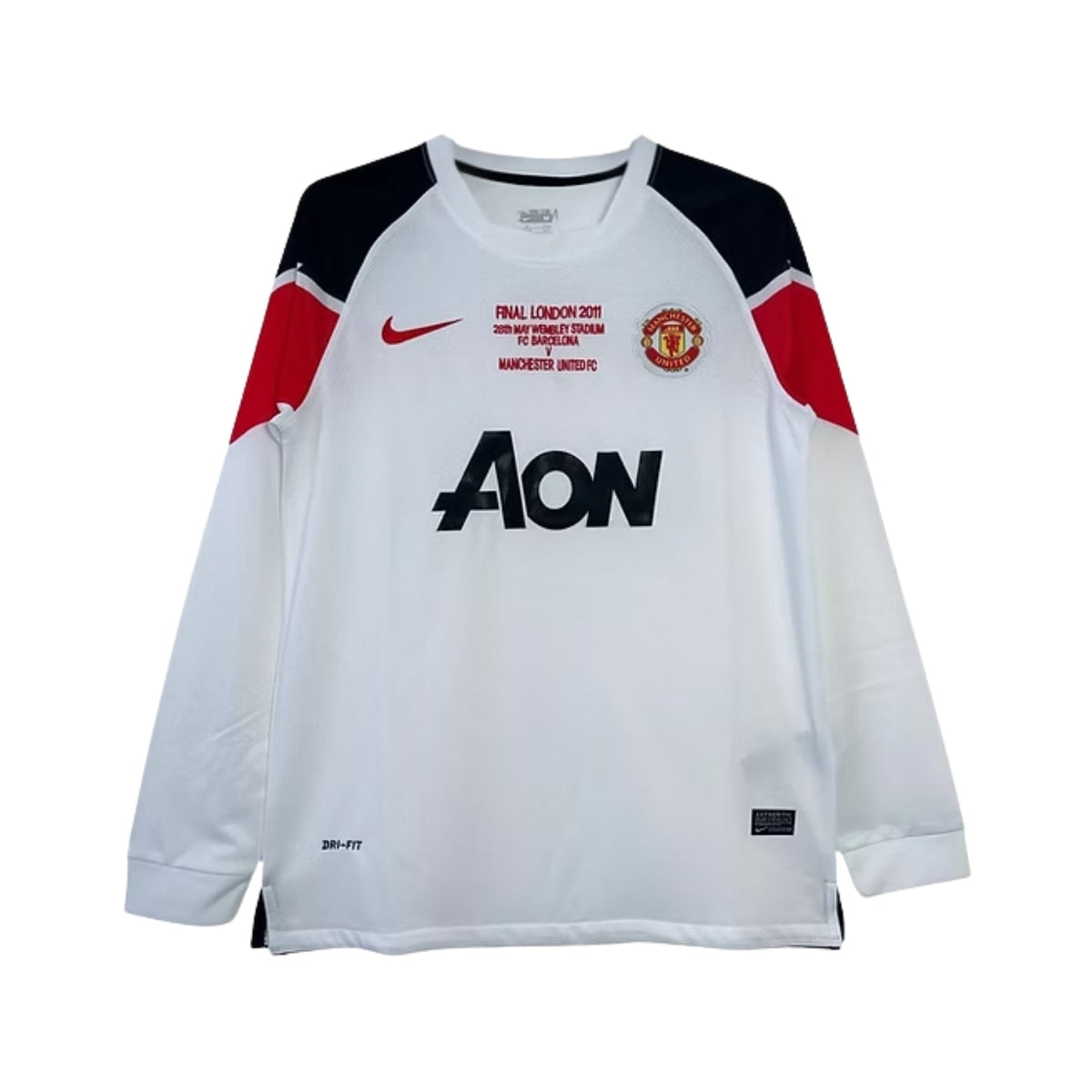 Retro Manchester United Away Shirt 10/11 - Champions League, Long Sleeve, Final - FullKit